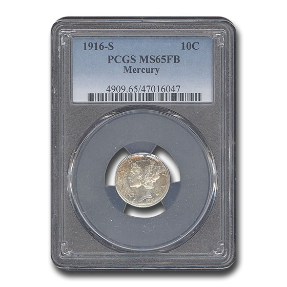 1916-S Mercury Dime MS-65 PCGS (FB) 1916-S Mercury Dime MS-65 PCGS (FB)